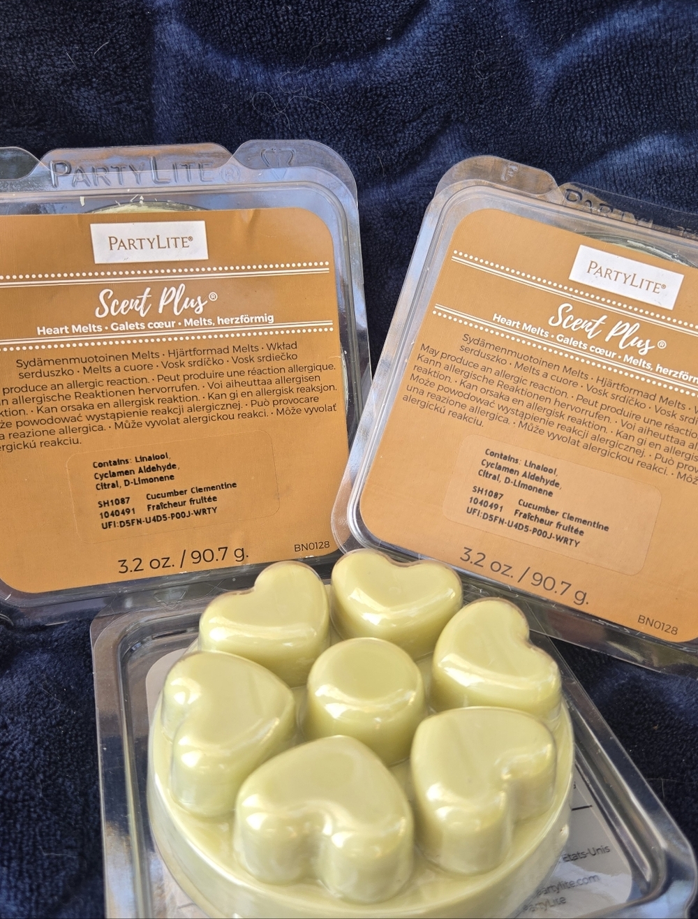 PartyLite Scent Plus Heart Melts - 3 Pack Cucumber Clementine